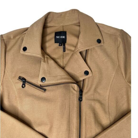 NIC+ZOE Moto Jacket Camel Color Cotton Blend Size Large‎ - Picture 3 of 9